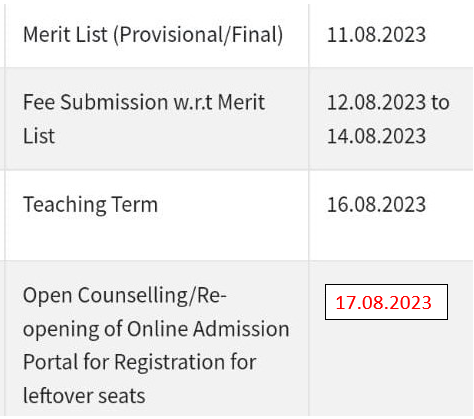 Postgraduation (PG) Admission Schedule 2023 - Dayanand College